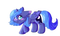 Size: 1500x900 | Tagged: safe, artist:yourpennypal, derpibooru import, princess luna, alicorn, pony, female, filly, foal, simple background, solo, white background, woona, younger