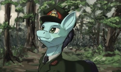 Size: 4096x2458 | Tagged: safe, artist:monx94, derpibooru import, oc, oc only, earth pony, pony, equestria at war mod, clothes, commission, forest, half body, military, military uniform, solo, uniform