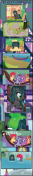 Size: 1150x5975 | Tagged: safe, artist:shootingstarsentry, derpibooru import, applejack, rainbow dash, oc, oc:dapper swing, oc:nightshade (digimonlover101), changepony, earth pony, hybrid, pony, unicorn, comic:the next generation, canoe, interspecies offspring, lorem ipsum, offspring, parent:daring do, parent:flash magnus, parent:king sombra, parent:queen chrysalis, parents:chrysombra