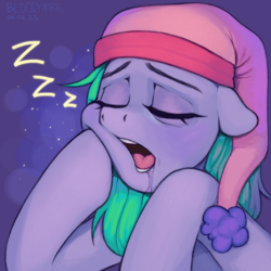 Size: 3000x3000 | Tagged: safe, artist:bloodymrr, derpibooru import, oc, oc only, earth pony, pony, drool, drool on face, eyes closed, female, onomatopoeia, open mouth, sleeping, snoring, solo, sound effects, zzz