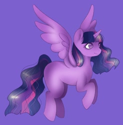 Size: 1749x1777 | Tagged: safe, artist:twilightsparkee, derpibooru import, twilight sparkle, twilight sparkle (alicorn), alicorn, pony, female, purple background, simple background, solo