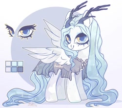 Size: 1050x930 | Tagged: safe, artist:koribooo, derpibooru import, oc, oc only, pony, antlers, clothes, dress, eyelashes, female, mare, see-through, wings