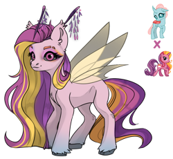 Size: 932x857 | Tagged: safe, artist:misty-periwinkle, derpibooru import, ocellus, rainbow flash, oc, changepony, hybrid, magical lesbian spawn, offspring, parent:ocellus, parent:rainbow flash, parents:ocellusflash, simple background, transparent background