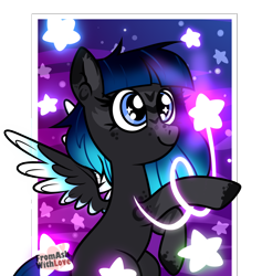 Size: 1800x1900 | Tagged: safe, artist:loverashley, derpibooru import, oc, oc only, pegasus, pony, commission, eyelashes, female, mare, pegasus oc, simple background, smiling, solo, stars, transparent background, wings, ych result