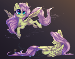 Size: 6100x4800 | Tagged: safe, artist:jsunlight, derpibooru import, fluttershy, pegasus, pony, absurd resolution, female, flying, gradient background, mare, smiling, solo, spread wings, wings