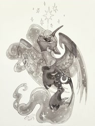 Size: 1536x2048 | Tagged: safe, artist:creeate97, derpibooru import, princess luna, alicorn, pony, solo, traditional art