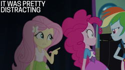 Size: 2000x1125 | Tagged: safe, derpibooru import, edit, edited screencap, editor:quoterific, screencap, fluttershy, pinkie pie, rainbow dash, equestria girls, rainbow rocks