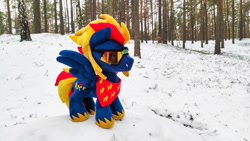 Size: 1192x670 | Tagged: safe, artist:mgrdash, derpibooru import, oc, pegasus, firesky, maker:adamar44, photo, snow, sunglasses, winter