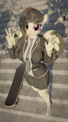 Size: 2160x3840 | Tagged: safe, artist:arcanetesla, derpibooru import, oc, oc only, oc:flame control, anthro, pegasus, 3d, :p, blender, blender cycles, clothes, converse, school uniform, schoolgirl, shoes, solo, tongue, tongue out