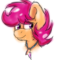 Size: 1834x1946 | Tagged: safe, artist:taeko, derpibooru import, scootaloo, pegasus, pony, 2023, alternate hairstyle, bust, female, mare, medal, older, older scootaloo, simple background, sketch, smiling, solo, white background