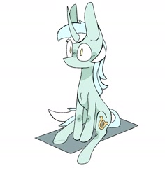 Size: 2017x2139 | Tagged: safe, artist:volchok, derpibooru import, lyra heartstrings, pony, unicorn, female, high res, mare, simple background, sitting, solo, white background