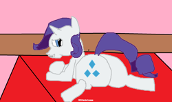 Size: 1804x1068 | Tagged: safe, artist:coltfan97, derpibooru import, rarity, pony, unicorn, 1000 hours in ms paint, bed, butt, large butt, rearity