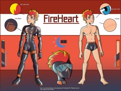 Size: 2500x1875 | Tagged: safe, artist:devillustart, derpibooru import, oc, oc:fireheart(fire), human, clothes, fireheart76's latex suit design, gloves, humanized, humanized oc, latex, latex boots, latex gloves, latex mask, latex suit, prisoners of the moon, reference sheet, rubber, rubber suit
