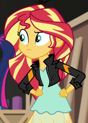 Size: 430x599 | Tagged: safe, derpibooru import, screencap, sci-twi, sunset shimmer, twilight sparkle, equestria girls, movie magic, spoiler:eqg specials, cropped