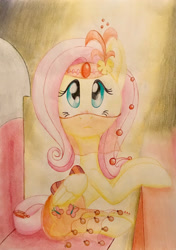 Size: 2057x2915 | Tagged: safe, artist:gracefulart693, derpibooru import, fluttershy, pegasus, pony, eyelashes, female, mare, solo, traditional art, veil