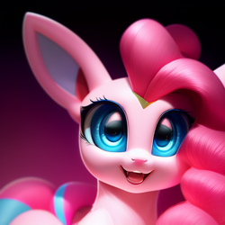 Size: 512x512 | Tagged: safe, derpibooru import, generator:stable diffusion, machine learning generated, pinkie pie, hybrid, pokémon, sylveon