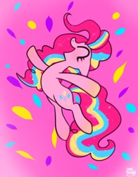 Size: 1074x1368 | Tagged: safe, artist:petaltwinkle, derpibooru import, pinkie pie, earth pony, pony, eyes closed, open mouth, smiling, solo