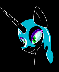 Size: 1122x1382 | Tagged: safe, artist:iron curtain, derpibooru import, nightmare moon, alicorn, pony, black background, bust, minimalist, simple background, solo