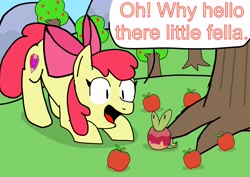 Size: 4960x3508 | Tagged: safe, artist:sketchyboi25, derpibooru import, apple bloom, earth pony, pony, apple, applin, face down ass up, female, filly, foal, food, open mouth, pokémon, tree