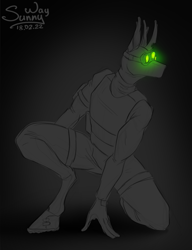 Size: 921x1200 | Tagged: safe, artist:sunny way, derpibooru import, oc, oc only, anthro, changeling, pony, art, artwork, bodysuit, clothes, costume, dark, digital art, glowing, goggles, male, mask, multi vision goggles, my little pony, night vision goggles, outfit, patreon, patreon reward, solo, splinter cell, spy, stallion
