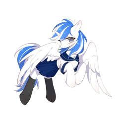 Size: 2048x2048 | Tagged: safe, artist:xiaoan, derpibooru import, oc, oc:ori, alicorn, alicorn oc, clothes, horn, simple background, solo, white background, wings