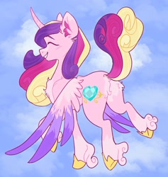 Size: 1704x1795 | Tagged: safe, artist:twilightsparkee, derpibooru import, princess cadance, alicorn, pony, butt, butt fluff, chest fluff, female, flying, plot, solo