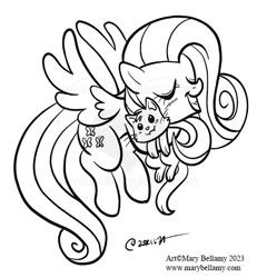 Size: 465x504 | Tagged: safe, artist:marybellamy, derpibooru import, fluttershy, cat, pegasus, black and white, commission, eyes closed, flying, grayscale, hug, kitten, lineart, monochrome, open mouth, patreon, patreon reward, signature, simple background, white background