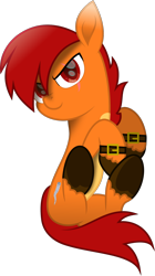 Size: 824x1475 | Tagged: safe, artist:lincolnbrewsterfan, derpibooru exclusive, derpibooru import, oc, oc only, oc:cash ponooca, earth pony, pony, my little pony: the movie, .svg available, belt, belt buckle, belts, coat markings, colored hooves, confident, covering, curled up, determined, determined face, determined look, determined smile, earth pony oc, gift art, hoof heart, hooves up, inkscape, looking at you, movie accurate, orange (color), pale belly, raised hoof, raised leg, red, red eyes, red hair, red mane, red tail, scar, simple background, smiling, smiling at you, solo, tail, tail covering, tornado, transparent background, underhoof, unshorn fetlocks, vector