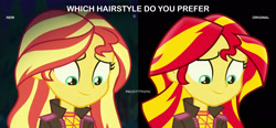 Size: 2460x1145 | Tagged: safe, derpibooru import, sunset shimmer, better together, equestria girls, sunset's backstage pass!, cute, female, hair, hairstyle, solo