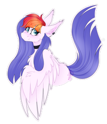 Size: 1476x1706 | Tagged: safe, artist:ezzerie, derpibooru import, oc, oc only, oc:marshmallow, pegasus, pony, art trade, dtoa, ear fluff, ear piercing, ears, piercing, simple background, solo, transparent background