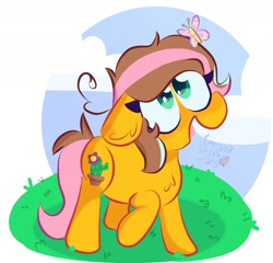 Size: 1969x1892 | Tagged: safe, artist:amarillita dai, derpibooru import, oc, oc only, oc:kurntis, butterfly, earth pony, commission, solo