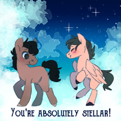 Size: 1080x1080 | Tagged: safe, artist:sinclair2013, derpibooru import, oc, oc only, earth pony, pegasus, pony, blushing, duo, male, nudity, sheath, stallion