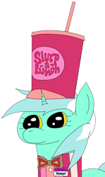 Size: 759x1271 | Tagged: safe, artist:funnystargalloper, derpibooru import, lyra heartstrings, pony, unicorn, aqua teen hunger force, bowtie, clothes, fast food, female, food, mare, name tag, numget, simple background, solo, transparent background, uniform