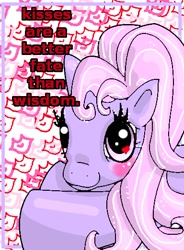 Size: 384x523 | Tagged: safe, artist:noelle23, derpibooru import, oc, oc only, earth pony, pony, g3, blushing, female, looking at you, mare, smiling, smiling at you, solo, text, valentine's day card