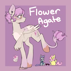 Size: 1813x1813 | Tagged: safe, artist:orionofthestars, derpibooru import, fluttershy, maud pie, oc, oc:flower agate, earth pony, pegasus, pony, female, lesbian, magical lesbian spawn, maudshy, offspring, parents:maudshy, shipping, trio