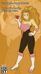 Size: 2160x3840 | Tagged: safe, artist:listartco, derpibooru import, adagio dazzle, human, equestria girls, breasts, chaos emerald, clothes, cosplay, costume, crossover, grin, kazumi evans, rouge the bat, smiling, solo, sonic the hedgehog (series), text, voice actor joke, zoom layer