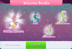 Size: 1268x858 | Tagged: safe, derpibooru import, merpony, collection, costs real money, english, female, gameloft, group, jewel, jewelry, mare, mobile game, my little pony: magic princess, necklace, numbers, official, text, unnamed character, unnamed merpony