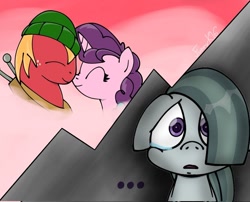 Size: 1224x989 | Tagged: safe, artist:funnyk16, derpibooru import, big macintosh, marble pie, sugar belle, earth pony, pony, unicorn, comic, crying, female, heartbreak, heartbroken marble, male, shipping, straight, sugarmac, trio