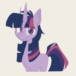 Size: 1000x1000 | Tagged: safe, artist:partyponypower, derpibooru import, twilight sparkle, unicorn twilight, unicorn, eyebrows, eyebrows visible through hair, looking at you, smiling, solo