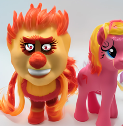 Size: 380x388 | Tagged: safe, earth pony, pony, craiyon, cursed image, heat miser, looking at you, simple background, smiling, white background, wtf