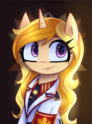 Size: 2003x2696 | Tagged: safe, artist:opal_radiance, derpibooru import, oc, pony, unicorn, equestria at war mod, clothes, eaw, empire, military, pax solaris, solar, solarist, solo, uniform, white suit