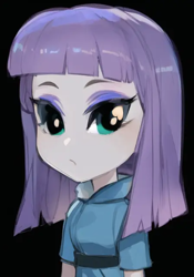 Size: 448x640 | Tagged: safe, artist:luckreza8, derpibooru import, machine learning generated, maud pie, human, equestria girls, :i, anime, black background, female, pinegraph, simple background, solo