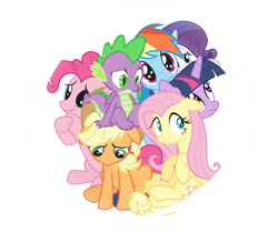 Size: 977x818 | Tagged: safe, artist:rebelsuperstar, derpibooru import, applejack, fluttershy, pinkie pie, rainbow dash, rarity, spike, twilight sparkle, g4, bubble, female, in bubble, in the bubble, male, mane six, simple background, starry eyes, transparent background, trap (device), trapped, wingding eyes