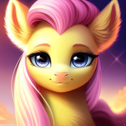 Size: 2048x2048 | Tagged: safe, derpibooru exclusive, derpibooru import, generator:purplesmart.ai, generator:stable diffusion, machine learning generated, fluttershy, pony, beautiful, bust, cute, female, looking at you, portrait, prompter:avalaz6214, shyabetes, smiling, solo