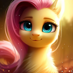 Size: 2048x2048 | Tagged: safe, derpibooru exclusive, derpibooru import, generator:purplesmart.ai, generator:stable diffusion, machine learning generated, fluttershy, pony, cute, female, looking at you, prompter:avalaz6214, smiling, solo