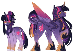 Size: 1239x872 | Tagged: safe, artist:kazmuun, derpibooru import, twilight sparkle, twilight sparkle (alicorn), alicorn, pony, unicorn, alternate design, quadrupedal, simple background, solo, transparent background, unshorn fetlocks