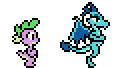 Size: 118x68 | Tagged: safe, artist:color anon, ponybooru exclusive, princess ember, spike, dragon, animated, pixel art, running