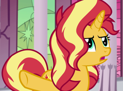 Size: 1453x1080 | Tagged: safe, derpibooru import, screencap, sunset shimmer, better together, equestria girls, forgotten friendship, cropped, solo