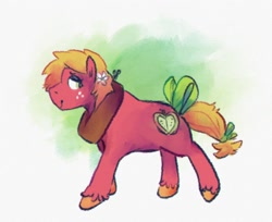 Size: 2232x1824 | Tagged: safe, artist:punkittdev, derpibooru import, big macintosh, earth pony, pony, bow, eyeshadow, female, flower, flower in hair, makeup, solo, tail, tail bow, trans female, transgender