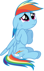 Size: 3000x4903 | Tagged: safe, artist:cloudyglow, derpibooru import, rainbow dash, pegasus, pony, may the best pet win, .ai available, crying, cute, sad, sadorable, simple background, solo, transparent background, vector